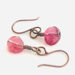 Gorgeous Antique Glass Droplet Earrings on New anchors and ear wires - NWT